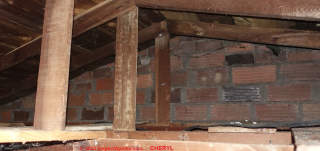 Hollow clay block construction in a 1945 mini house (C) InspectApedia.com Cheryl