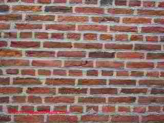 Running Bond courses in brick wall Hudson NY © Daniel Friedman at InspectApedia.com