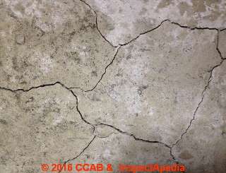 Iron suffide pyrrhotite cracks in a Connecticut Founation  (C) CCAB & Inspectapedia.com