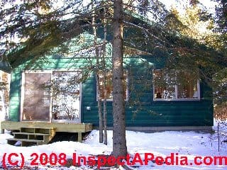 Conventionally insulated modern long cabin renovation © Daniel Friedman at InspectApedia.com