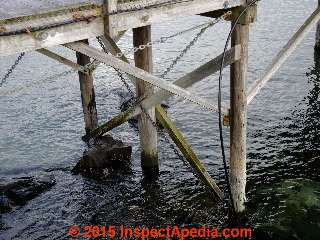 Pier cross bracing in Maine © Daniel Friedman at InspectApedia.com