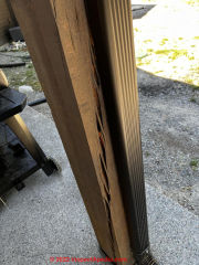Montana patio post with vertical shear fracture (C) InspectApedia.com Chris