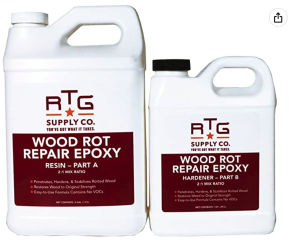 RTG wood rot repair epoxy from Jamestown Industries, cited & discussed at InspectApedia.com