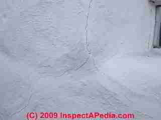 Straw bale constructed home wall cracks © Daniel Friedman at InspectApedia.com