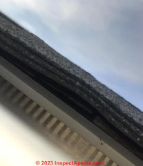 inadequate attic ventilation and drip edge flashing (C) InspectApedia.com Amie