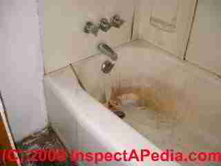 Bath tub iron stains © D Friedman at InspectApedia.com 