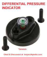 Differential pressure indicator from Tameson Industrial Supply, Netherlands - cited & discussed at InspectApedia.com