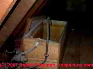 Photograph of an attic expansion tank for a heating boiler