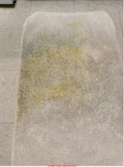 Yellow stains traced to water contaminants (C) InspectAPedia.com JH